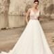 Mikaella Spring/Summer 2017 2114 Lace Sleeveless Sweet Aline V-Neck Appliques Outdoor Royal Train Ivory Bridal Dress - Brand Prom Dresses