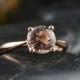 Talia - Morganite Engagement Ring in Rose Gold, Round Brilliant Cut, Solitaire, 1.8mm Domed Band, Classic Cathedral Style, Free Shipping