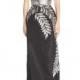 Strapless Sequined Leaf Column Gown