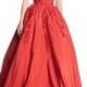 Sleeveless Illusion-Neck Evening Ball Gown w/ Floral Appliques