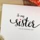 My/Her to my sister on my wedding day card sister wedding card for sister to my sister card sister wedding gift for sister wedding day gifts