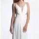 Ivory V-neck Gown by Dave and Johnny - Color Your Classy Wardrobe