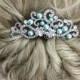 Blue Bridal Comb, Aqua Blue Wedding Hair Accessory, Crystal Blue Bridal Headpiece, Rhinestone Veil Combs, Ocean Blue Bridal Hair Jewelry
