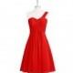 Red Azazie Sariah - Sweetheart Chiffon Knee Length Strap Detail Dress - Charming Bridesmaids Store