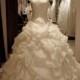 Sweet Ball Gown Straps Chapel Train Organza Ivory Sleeveless Zipper Wedding Dress with Beading - Top Designer Wedding Online-Shop