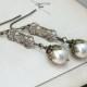 Edwardian Ivory Pearl Earrings, Pearl Bridal Earrings, 1920's Inspired Earrings, Brass Filigree Earings, Vintage Style Wedding, Handmade UK