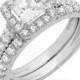 White Gold Bridal Ring Set, Bridal Set Band, Round Bridal Ring, 1.70 CT Princess Cut Engagement Bridal Ring Band Set Solid 14k White Gold