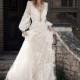 Christos Costarellos Spring/Summer 2018 BR18 70 V-Neck Elegant Sweep Train Aline Bishop Sleeves Lace Embroidery Bridal Dress - 2018 Unique Wedding Shop