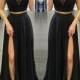 Black Prom Dresses, Two Pieces Prom Dress, Side Slit Prom Dress,long Prom Dress,party Dress,BD1988