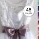 Flower girl dress, V-neck dress and satin sash, First communion dress, Junior bridesmaid dress, Wedding toddler top lace dress, 48 colors