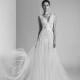 Alon Livne White 2018 GABRIELLE Tulle Appliques Sweet Court Train White Sleeveless V-Neck Aline Wedding Gown - The Unique Prom Store