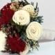 Christmas Wedding Bouquet, Winter Bride, Felt Rose Bouquet, Bridal Bouquet, Alternative Bouquet, Winter Woodland Wedding