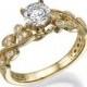 Forever one moissanite engagement ring, Yellow Gold Ring, Antique Ring, Vintage ring, Alternative ring, Art deco Ring, 14k Gold Ring