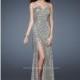 Gold/Black La Femme 18443 - High Slit Sequin Dress - Customize Your Prom Dress