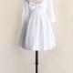 DECEMBER - white dress with long sleeves. vintage inspired fit and flare dress with back bow. ponte knit little white dress