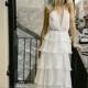 Alexandra Grecco Fall/Winter 2017 Daphne Halter Column Vogue Ivory Sweep Train Summer with Sash Chiffon Beach Wedding Gown - Charming Wedding Party Dresses