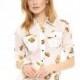 New cute playful wind Hat pattern printing lapel long sleeve double Pocket blouse, - Bonny YZOZO Boutique Store