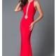 Long Red Beaded Sleeveless Open Back Illusion Prom Dress - Brand Prom Dresses
