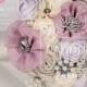 Brooch Bouquet, Keepsake Bouquet, Fabric Bouquet, Bling Bouquet, Muted, Lilac Mist, Perl Gray, Flower White