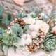 Light Blue And Peach Wedding Colours For Outdoor Winter Wedding In The Snow