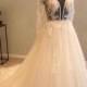 Beautiful Long Sleeves V Back Tulle Applique Affordable Long Wedding Dress, WG1204