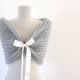 Bridal Cape Wedding Wrap Bridal Shrug with Ribbon Chic Romantic Elegant Gray Grey