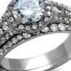 The Kaitlyn, A Perfect 1.9CT Round Cut Halo Russian Lab Diamond Bridal Set Ring
