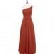 Rust Azazie Hermoine - One Shoulder Chiffon Strap Detail Floor Length Dress - Charming Bridesmaids Store