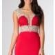 Short Cap Sleeve Rhinestone Embellished Dress - Brand Prom Dresses
