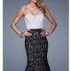 White/Black Two Tone Lace Mermaid Gown by La Femme - Color Your Classy Wardrobe