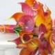 Beach bouquet, Hot pink and orange calla lily bouquet, Tropical Wedding bouquet, Destination wedding flowers