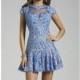 Blue/Nude Lace Flounced Skirt Dress by Lara Designs - Color Your Classy Wardrobe