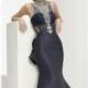 Navy Jeweled Ruffled Mermaid Gown by Jasz Couture - Color Your Classy Wardrobe