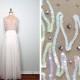 VTG Nude Illusion Iridescent Sequin Jewel Encrusted Dress // Sheer Nude Embellished Gown