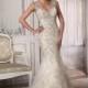 Style T172064 by Jasmine Couture - Gold  Ivory Lace Low Back Floor V-Neck Fit and Flare Wedding Dresses - Bridesmaid Dress Online Shop