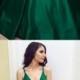 Sexy Deep V Neck Long Satin Ball Gowns Prom Dresses 2018