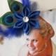 Wedding Hair Clip Fascinator, Royal Blue Peacock Hair Fascinator, Bridal Birdcage French Net, Bride's Hair Accessories, Bridal Accessories
