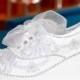 Wedding Shoes. White or Ivory Wedge High Heeled Platform Sneakers Tennis Shoes. (Skyler)