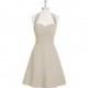Taupe Azazie Kinley - Bow/Tie Back Chiffon Knee Length Halter Dress - Cheap Gorgeous Bridesmaids Store