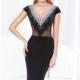 Black Embellished V Neckline Gown by Terani Couture Evening - Color Your Classy Wardrobe