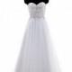 Sweet A-Line Sweetheart Floor Length Tulle White Sleeveless Lace Up-Corset Wedding Dress Beading - Top Designer Wedding Online-Shop