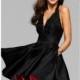 Black/Fuchsia Halter Neck Mikado Dress by Faviana - Color Your Classy Wardrobe