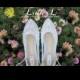 Wedding Shoes - White Lace With Blue Combination Color Heels or Flats Custom Colors