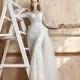 Tarik Ediz 2017 G2055 Detachable Sweet Illusion Ivory Zipper Up Appliques Long Sleeves Sheath Tulle Garden Bridal Dress - Stunning Cheap Wedding Dresses