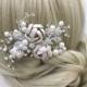 Bridal Hair Pin, Wedding Hair Pin In Blush Champagne, Pearl, Crystal, Flower Hair Pin, Bridal Headpiece, Bridal Hair Vine