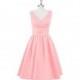 Flamingo Azazie Alexandra - V Neck Back Zip Knee Length Satin Dress - Charming Bridesmaids Store