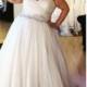 Plus Size Beach Wedding Dresses With Crystal Belt Pleated Sweetheart Backless A-line Tulle Bridal Gowns Vestido De Noiva 2016 Modest Simple