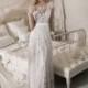 Lihi Hod Fall/Winter 2018 Celia Sweep Train Vintage Ivory Column Illusion Cap Sleeves Beading Lace Fall Wedding Gown - Charming Wedding Party Dresses