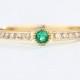 Simple Emerald engagement ring Half Eternity band Thin Dainty wedding ring 14K Gold Channel set delicate Row diamond ring Promise Stacking