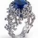 Cyber Monday SALE, CORAL Blue Sapphire Engagement Ring, Silver Statement Ring, Silver Blue Sapphire Ring, Silver Large Sapphire Ring